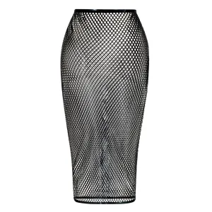 Laser Cut Fishnet Pencil Skirt