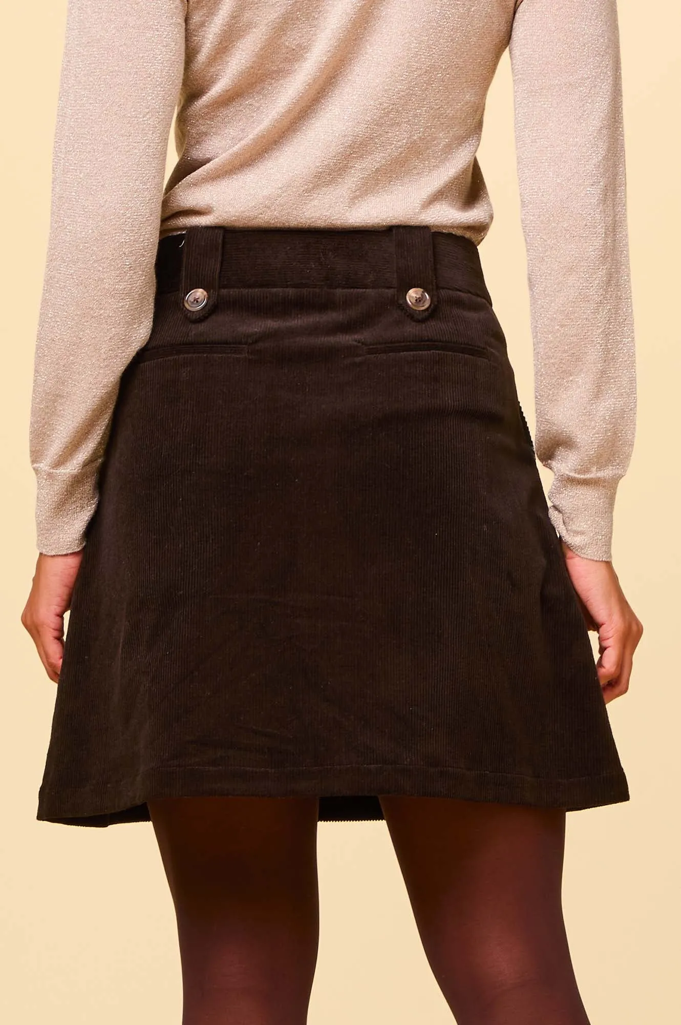 Lily Stretch Corduroy Skirt | Chocolate