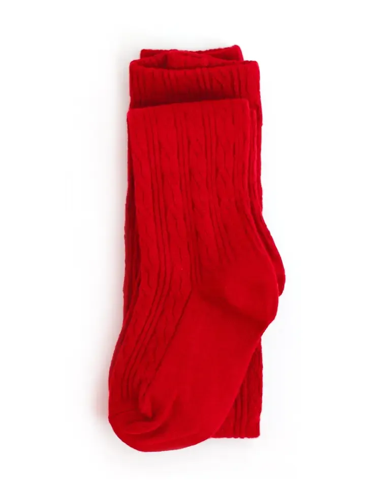 Little Stocking Co  | Cable Knit Tights ~ Bright Red