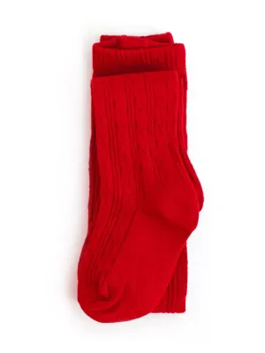 Little Stocking Co  | Cable Knit Tights ~ Bright Red