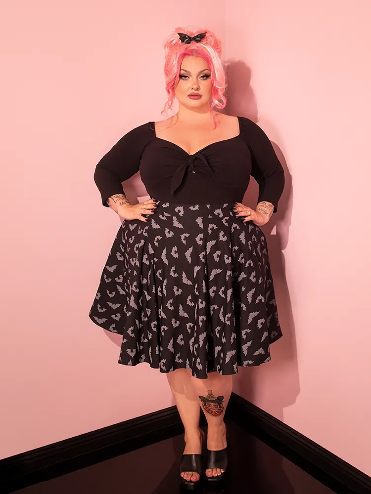 Maneater Skater Skirt in Glow-in-the-Dark Bat Print - Vixen by Micheline Pitt