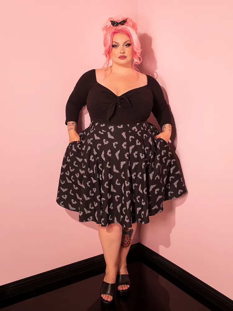 Maneater Skater Skirt in Glow-in-the-Dark Bat Print - Vixen by Micheline Pitt