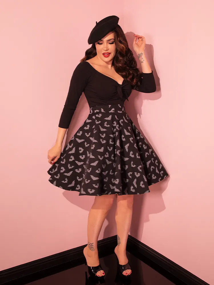 Maneater Skater Skirt in Glow-in-the-Dark Bat Print - Vixen by Micheline Pitt