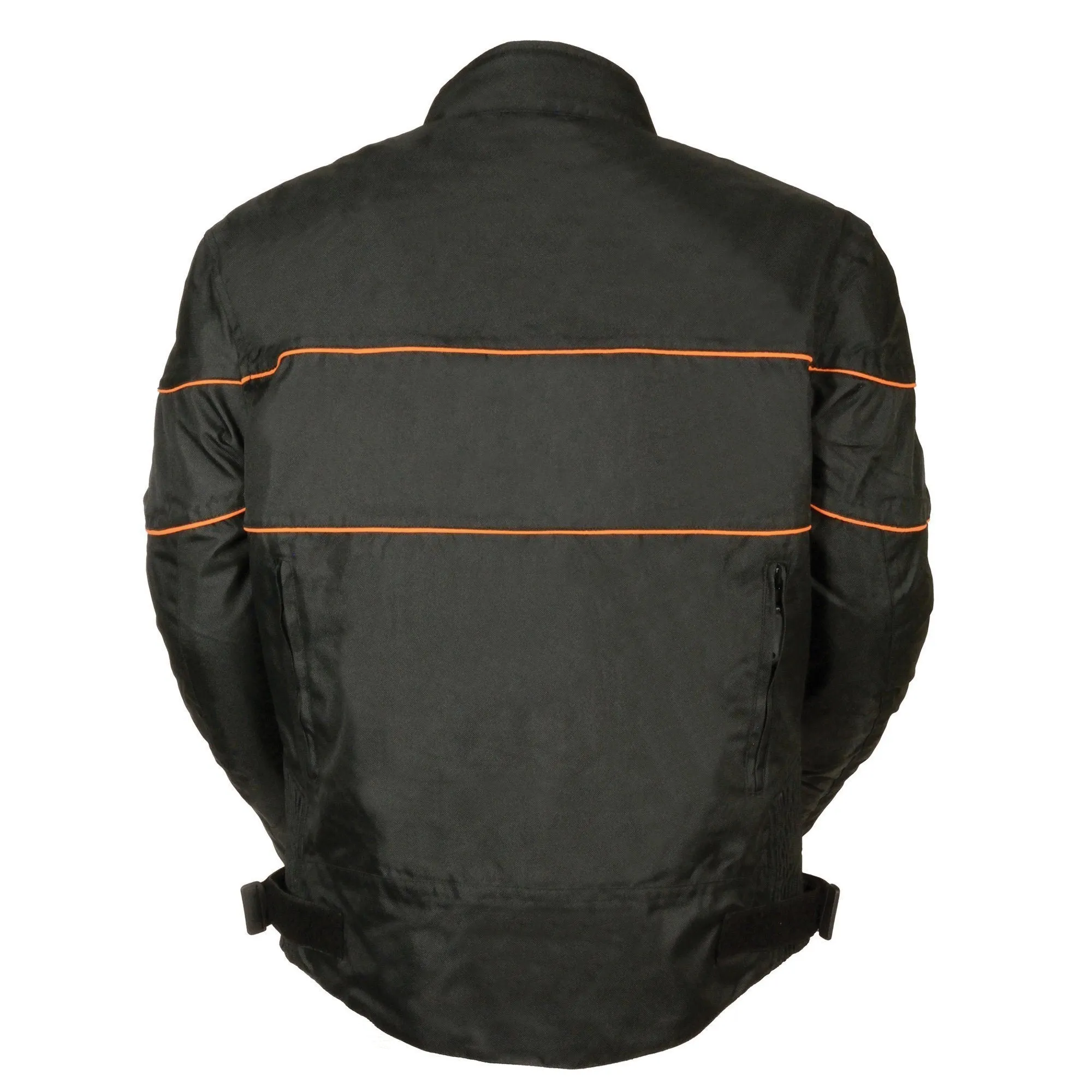 Milwaukee Performance Textile-SH2285-Men's Black Scooter Style Textile Jacket with Orange Stripes