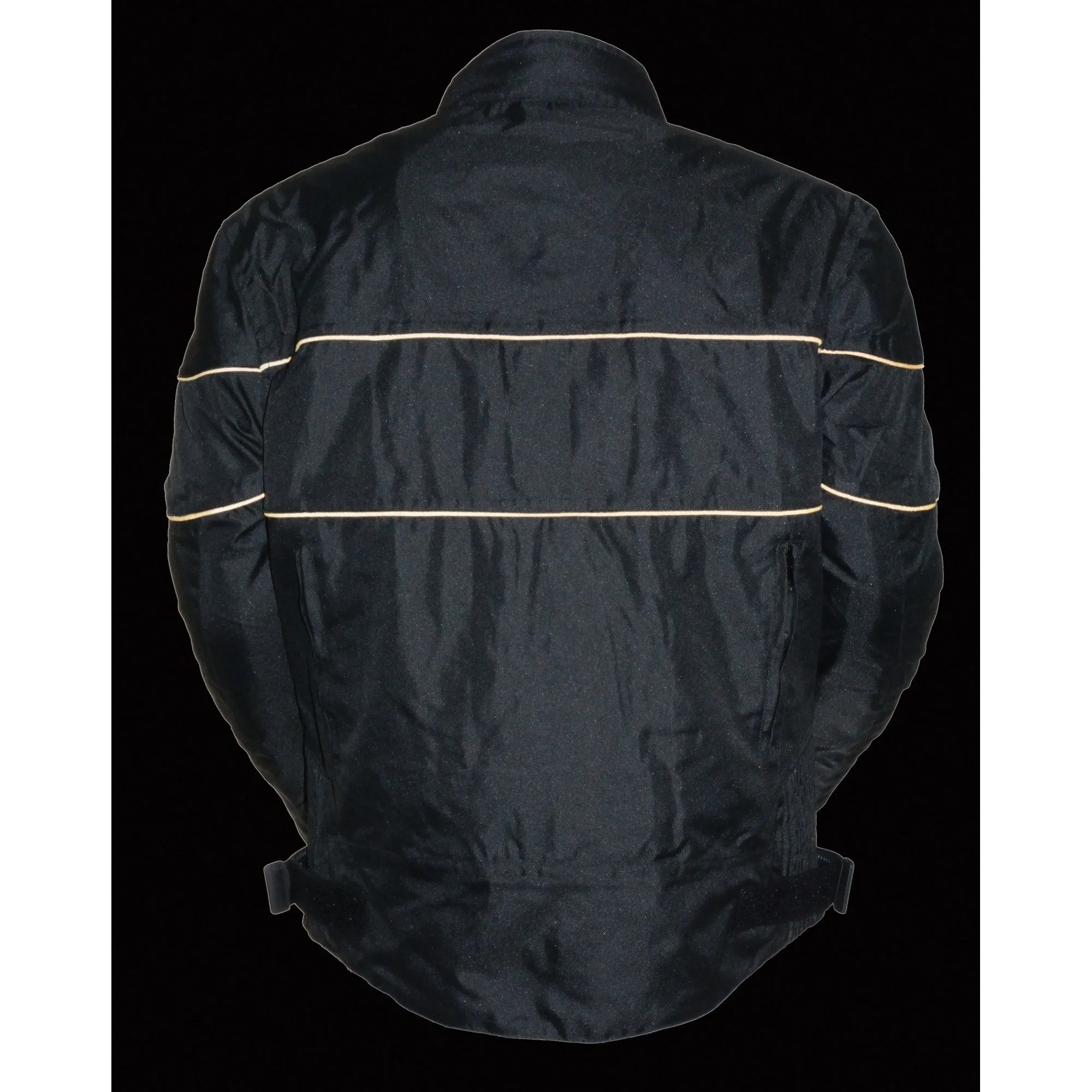 Milwaukee Performance Textile-SH2285-Men's Black Scooter Style Textile Jacket with Orange Stripes