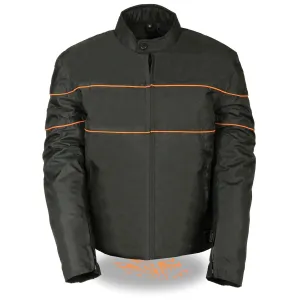 Milwaukee Performance Textile-SH2285-Men's Black Scooter Style Textile Jacket with Orange Stripes