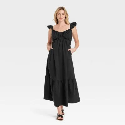 New - Women's Flutter Cap Sleeve Maxi A-Line Dress - Universal Thread