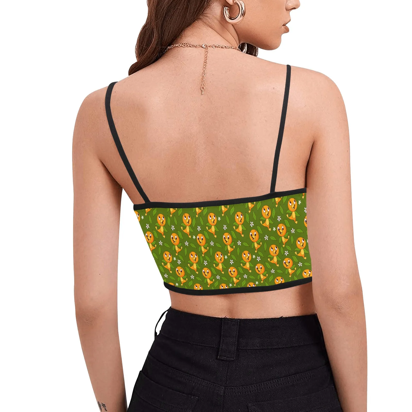 Orange Bird Women's Spaghetti Strap Crop Top