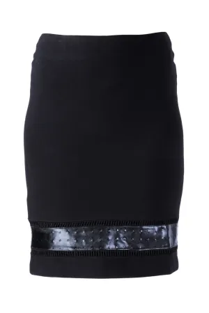 PANY Black Perforated Leather Skirt