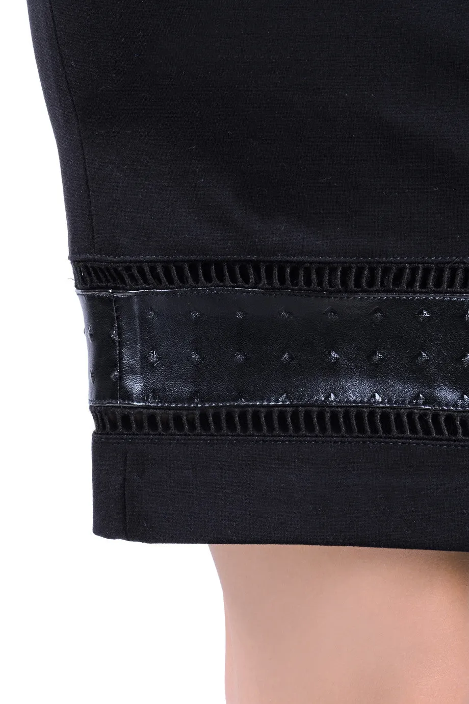 PANY Black Perforated Leather Skirt