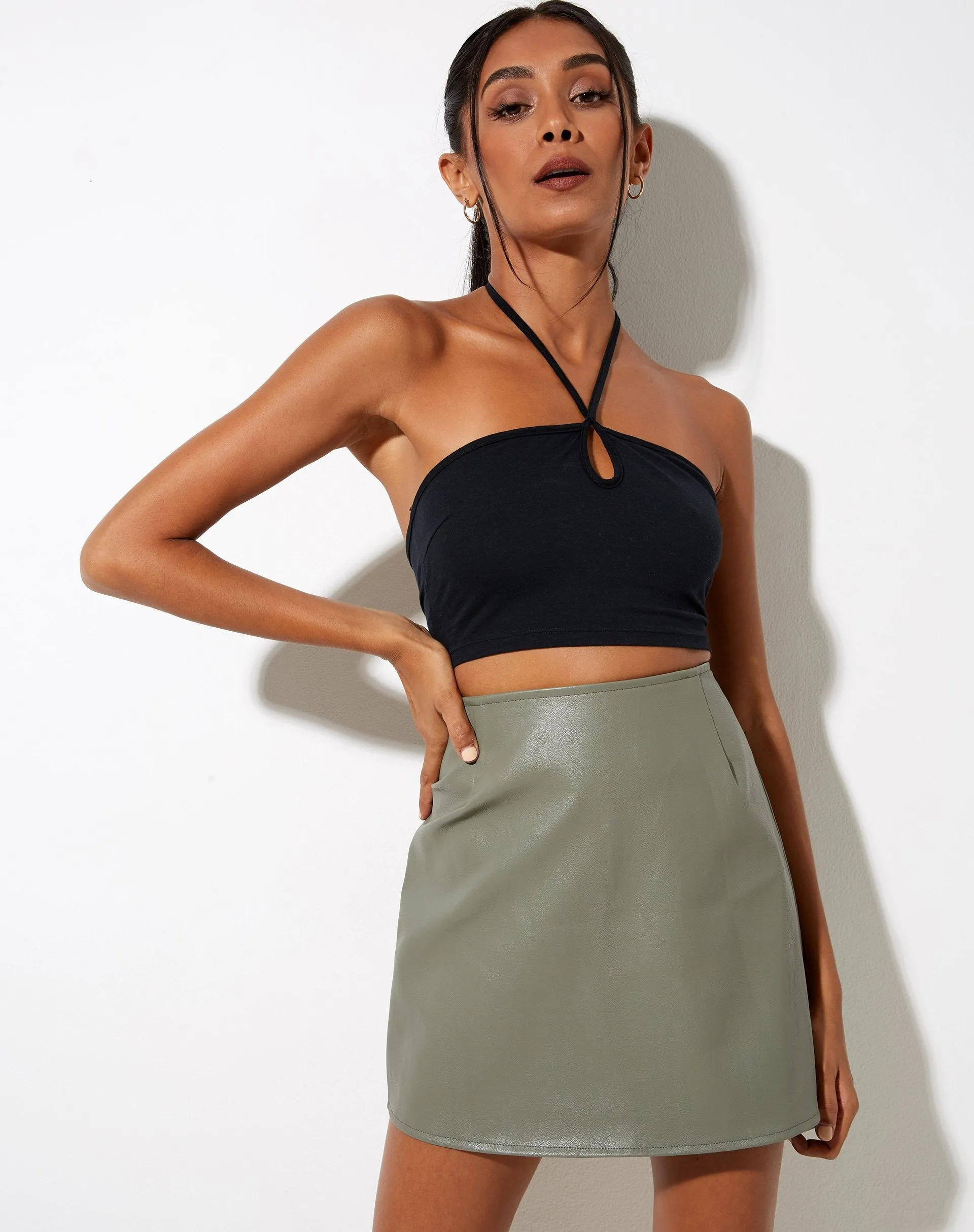 Pelmo Mini Skirt in Pu Green