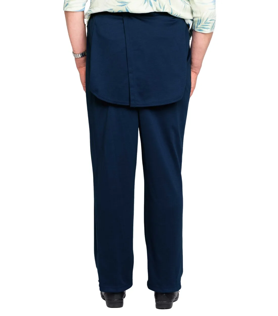 Petite Length - Adaptive Ladies' Cozy Knit Open Back Pants - Navy