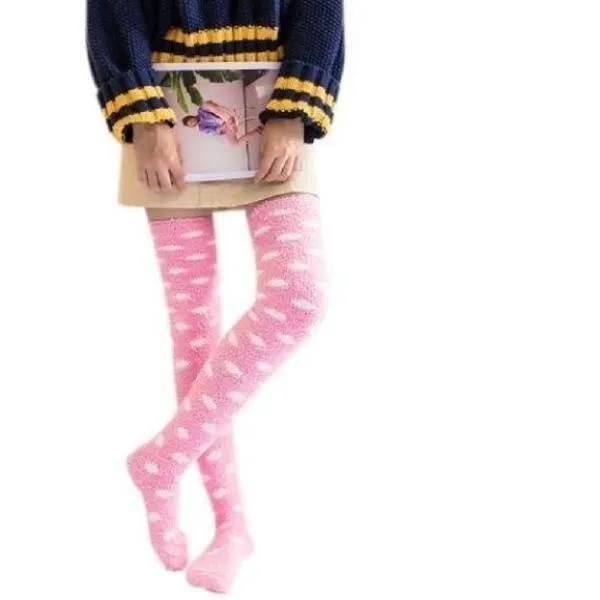 Pink Fuzzy Cloud Thigh Highs