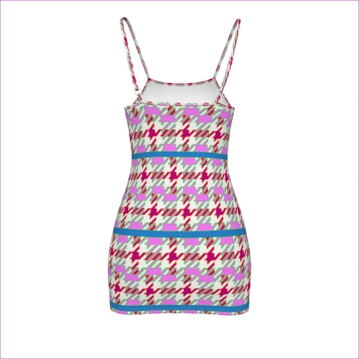 Pink Houndstooth Womens Cami Dress Voluptuous ( ) Plus Size