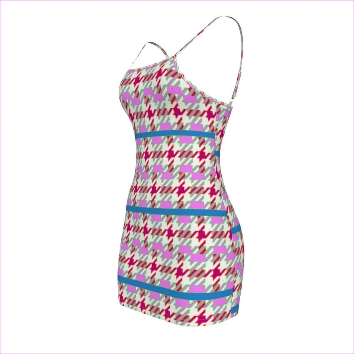 Pink Houndstooth Womens Cami Dress Voluptuous ( ) Plus Size