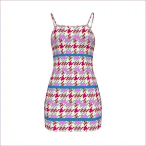 Pink Houndstooth Womens Cami Dress Voluptuous ( ) Plus Size