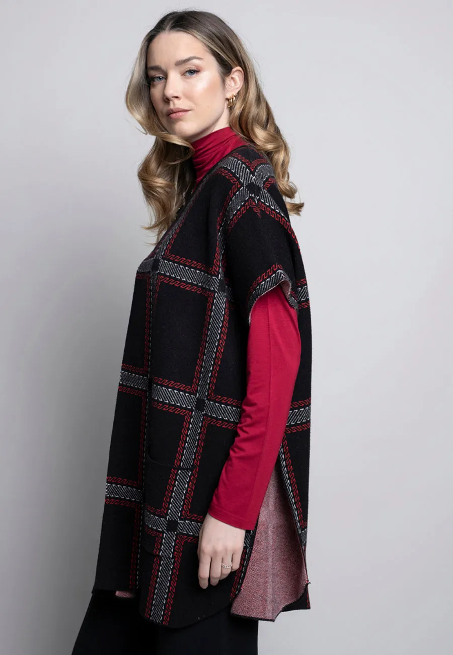 Plaid Cape With Pockets