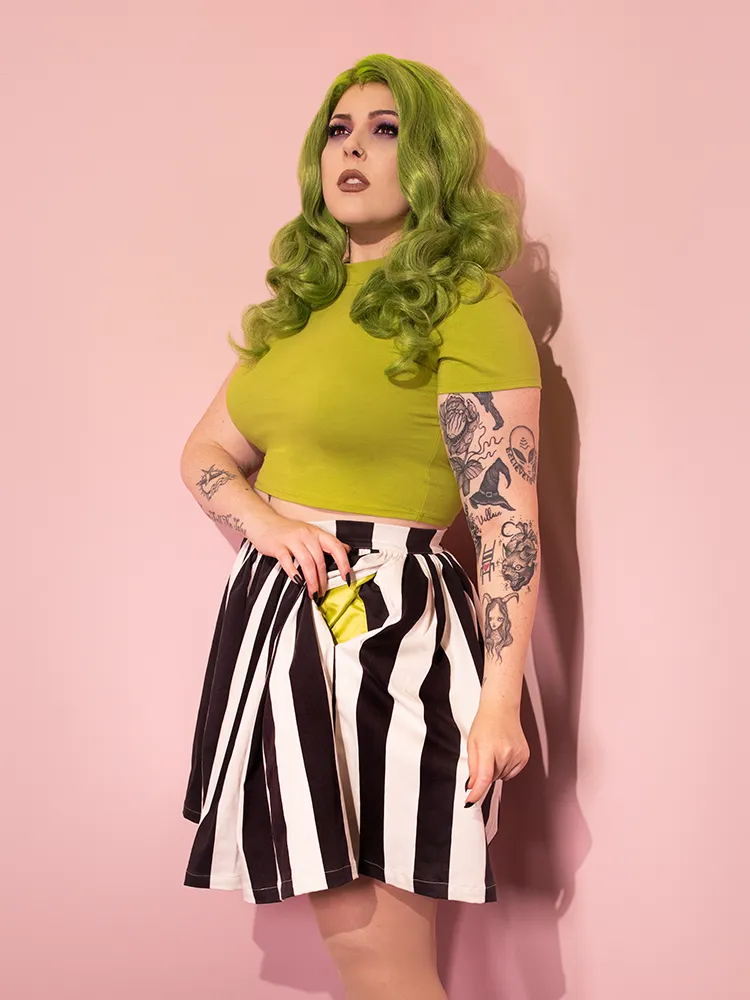 PRE-ORDER - Ghost Swing Skirt in Black & White Stripes (Petite) - Vixen by Micheline Pitt