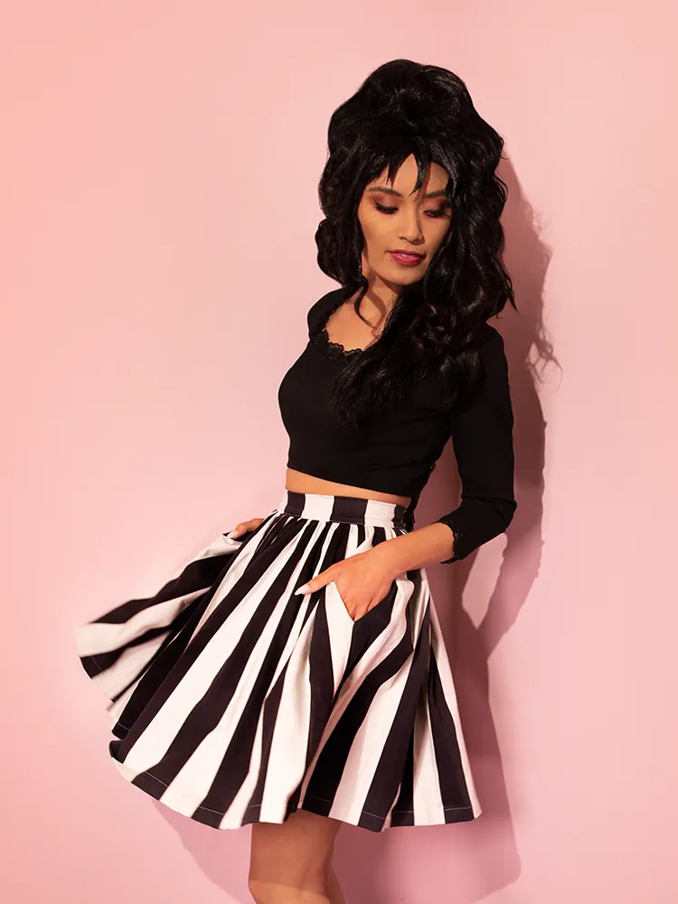 PRE-ORDER - Ghost Swing Skirt in Black & White Stripes (Petite) - Vixen by Micheline Pitt