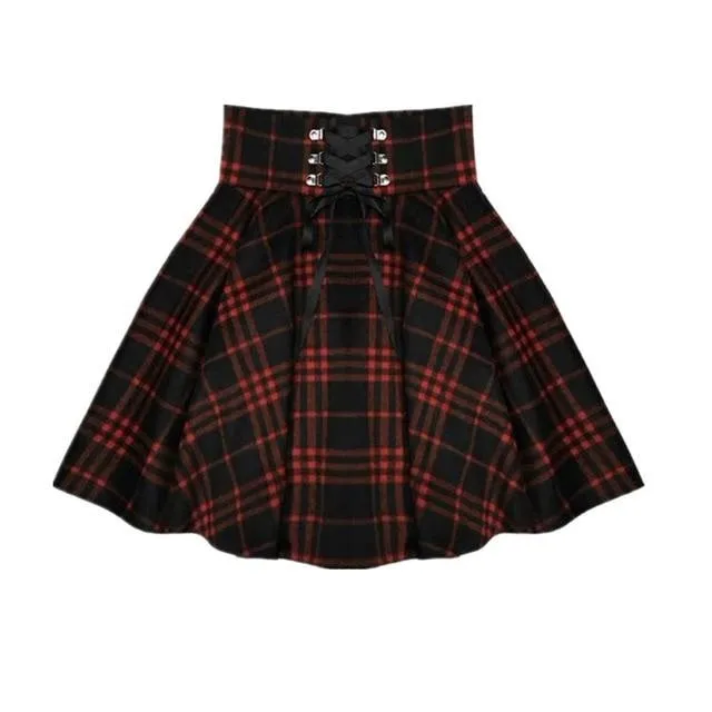 Red Plaid Skirt (Up to 5XL)