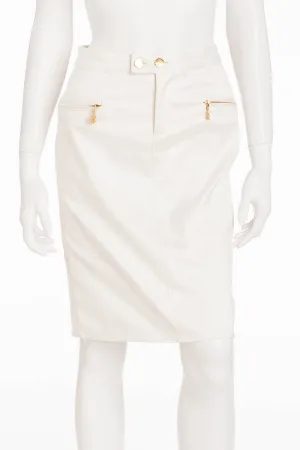 Roberto Cavalli - BN White Pencil Skirt with Gold Zippers - IT 40