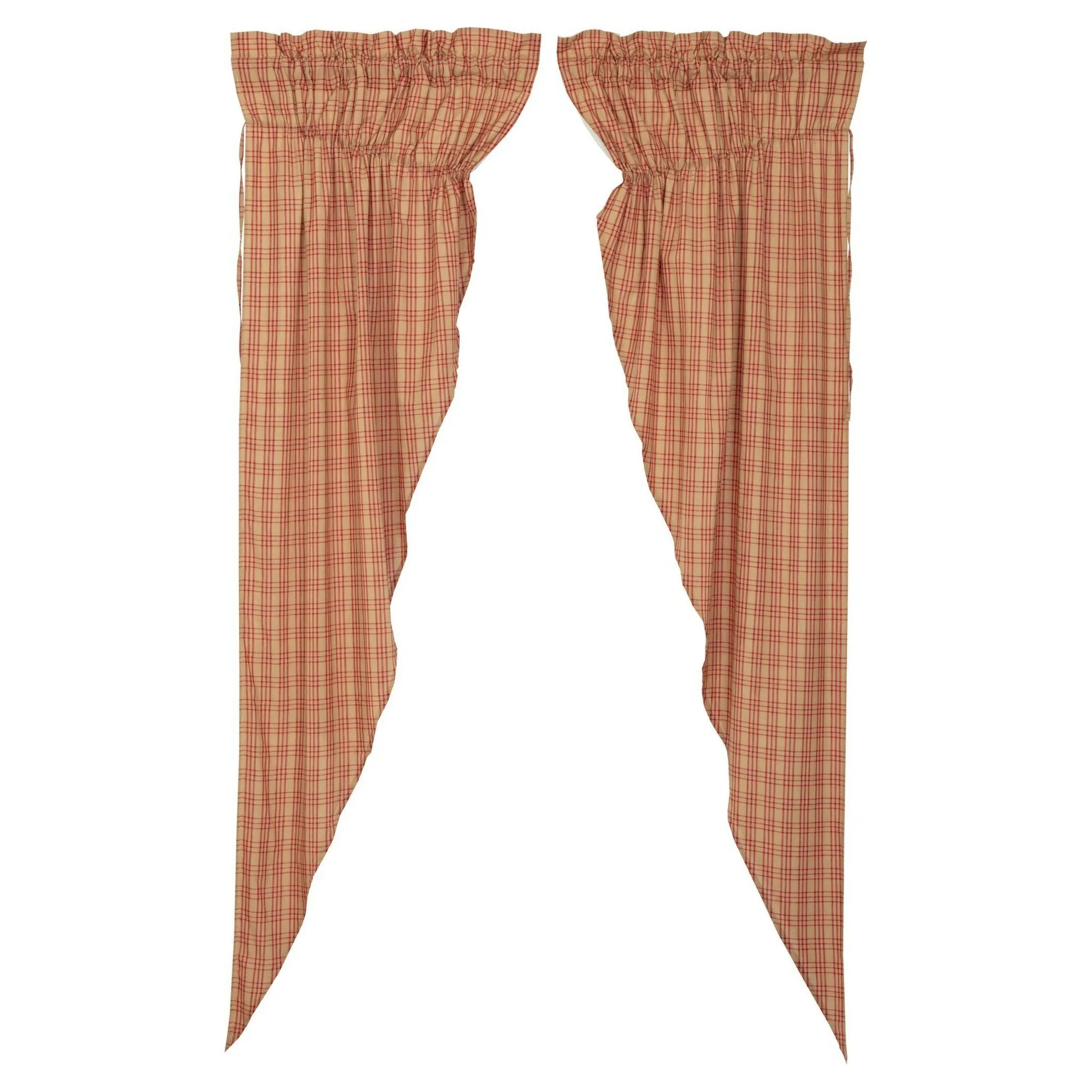 Sawyer Mill Red Plaid Lined Long Prairie Curtains 84"