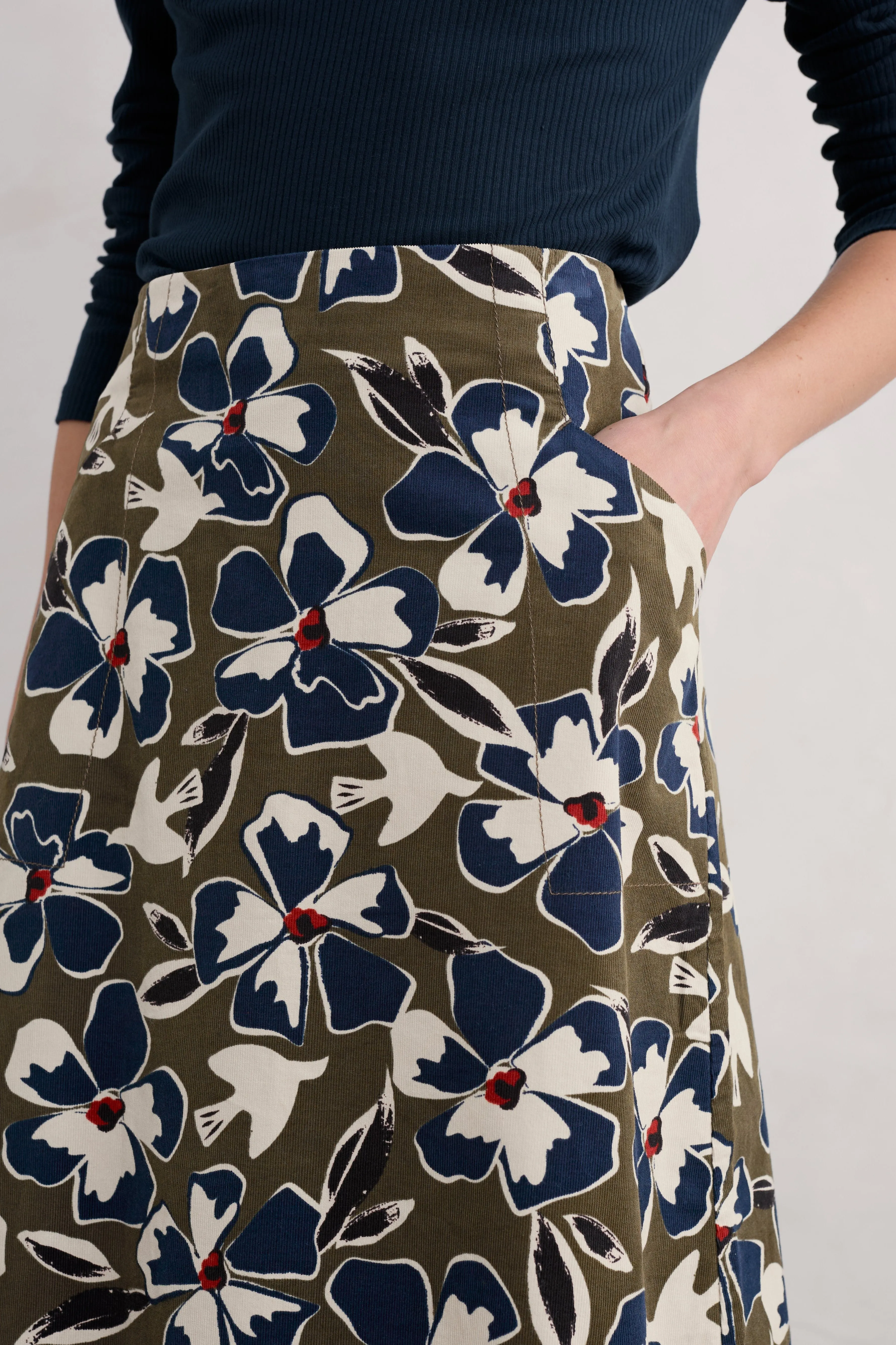 Seasalt Forest View Skirt in Bird Flower Dark Seagrass