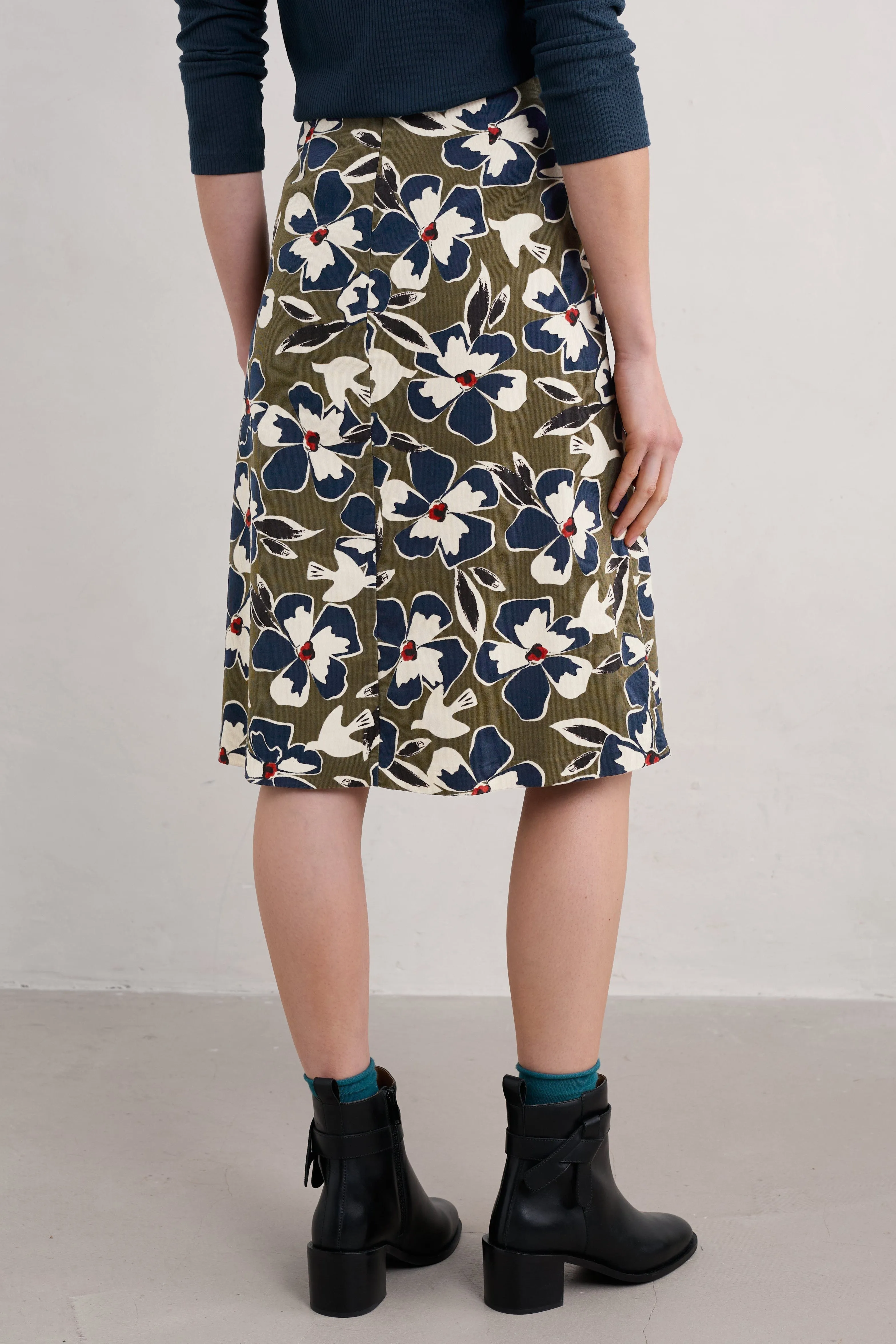 Seasalt Forest View Skirt in Bird Flower Dark Seagrass