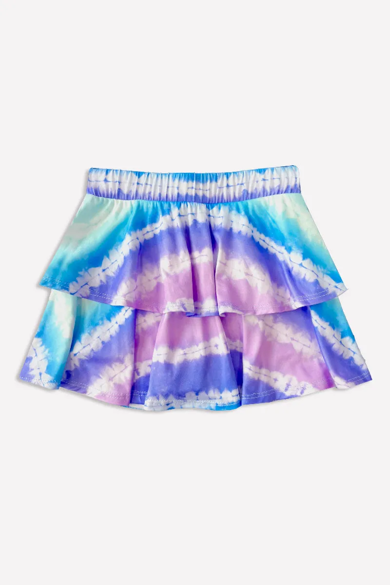 Simply Soft Double Ruffle Skort - Aqua Pink Batik