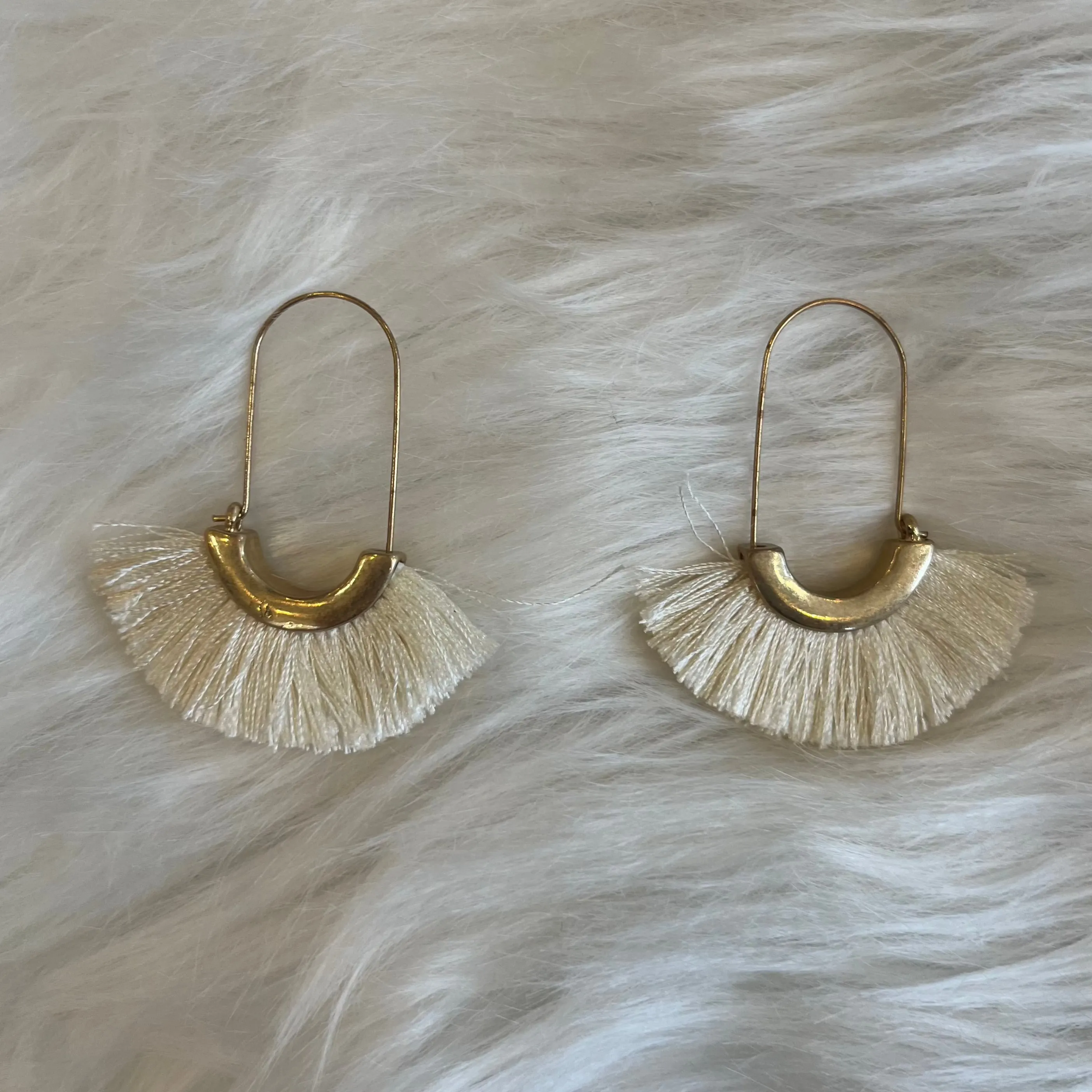 Tassel Talk Fan Shape Drop Hoop Earrings