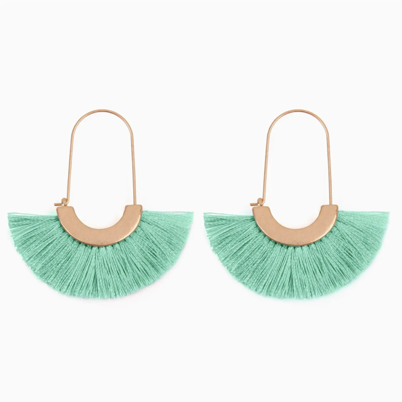 Tassel Talk Fan Shape Drop Hoop Earrings