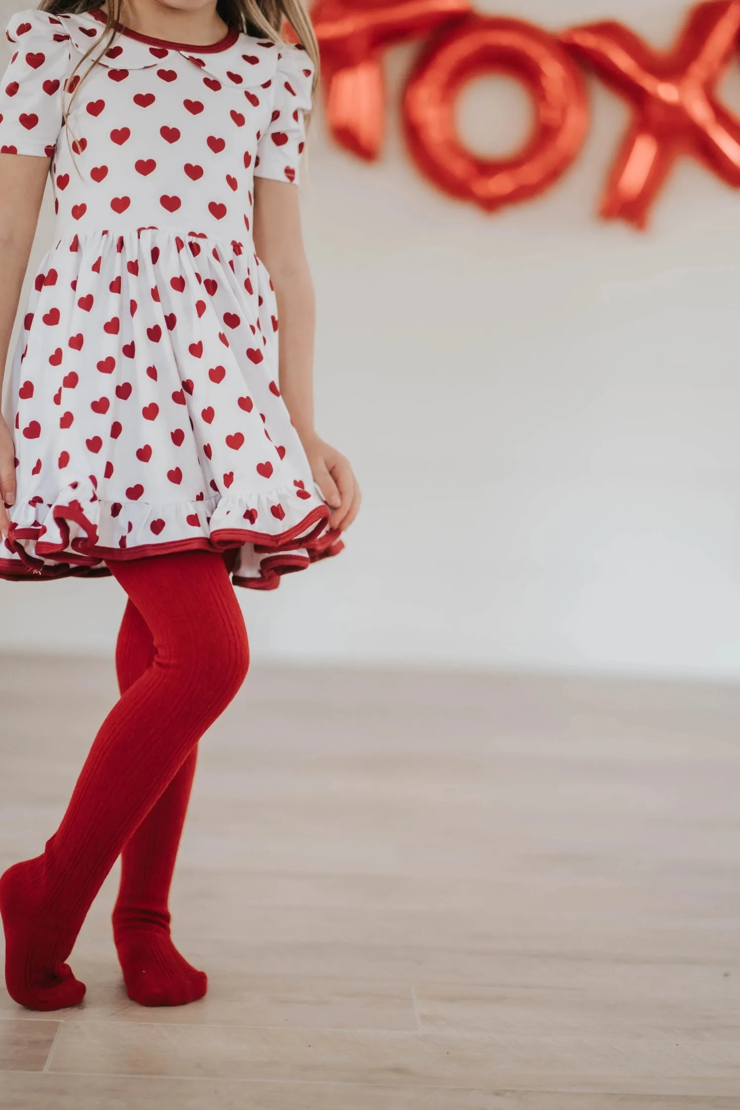 The Little Stocking Co - Cable Knit Tights - Cherry