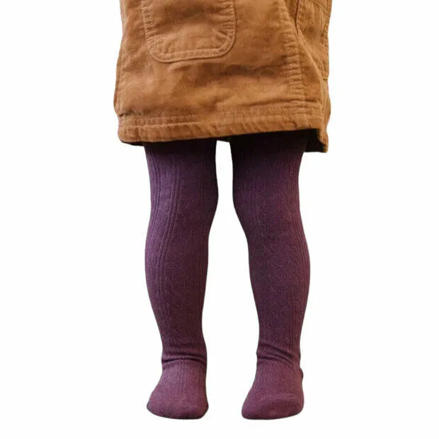 The Little Stocking Co - Cable Knit Tights - Dusty Plum