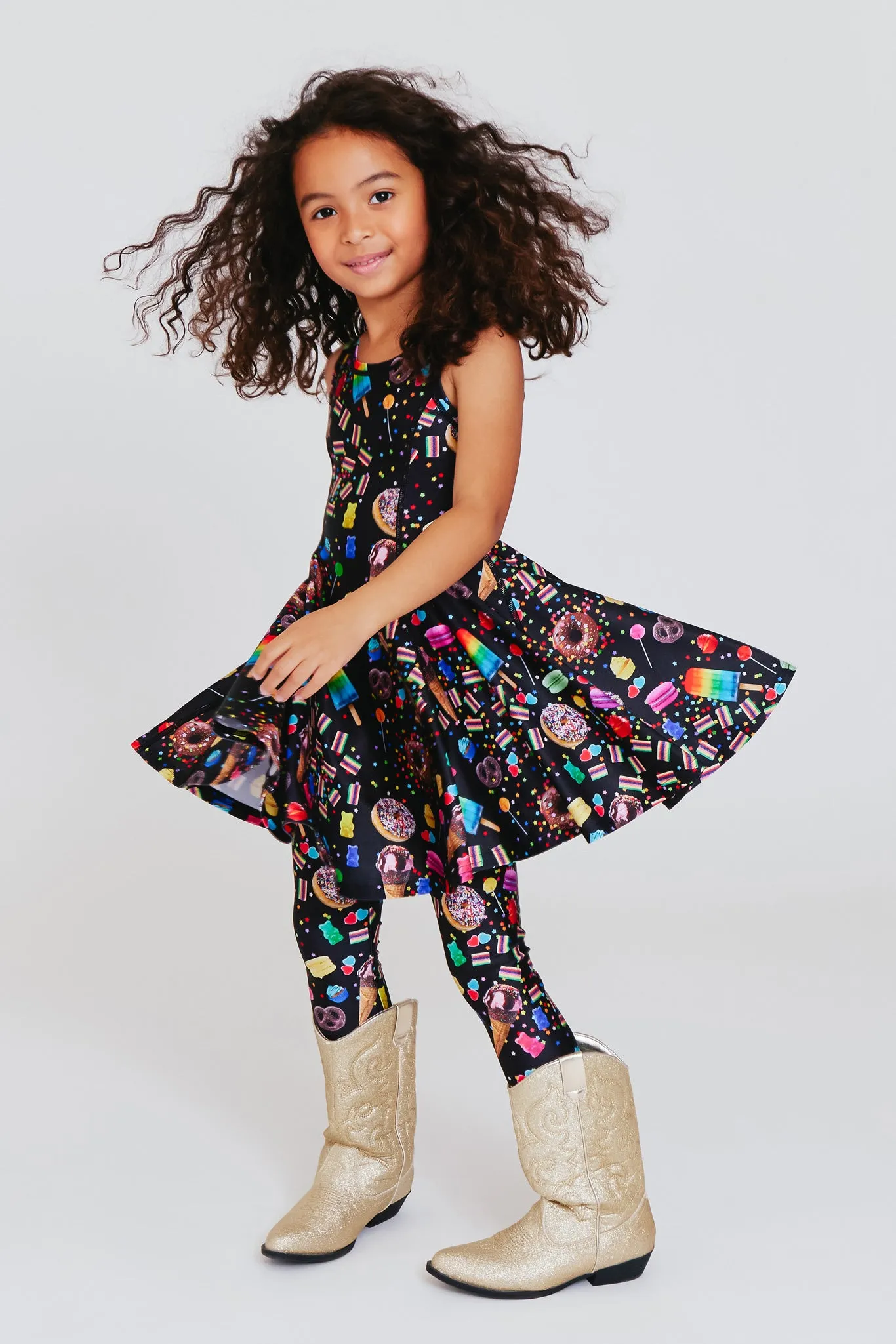 Toddler Skater Dress in Black Candy Spill