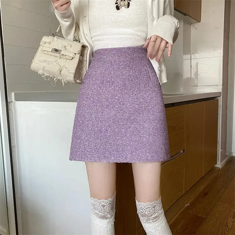 Toleet-3 Colors Mini Skirts Women A-line Office Lady Autumn High Waist Chic Leisure Temperament Korean Style All-match Classic Faldas