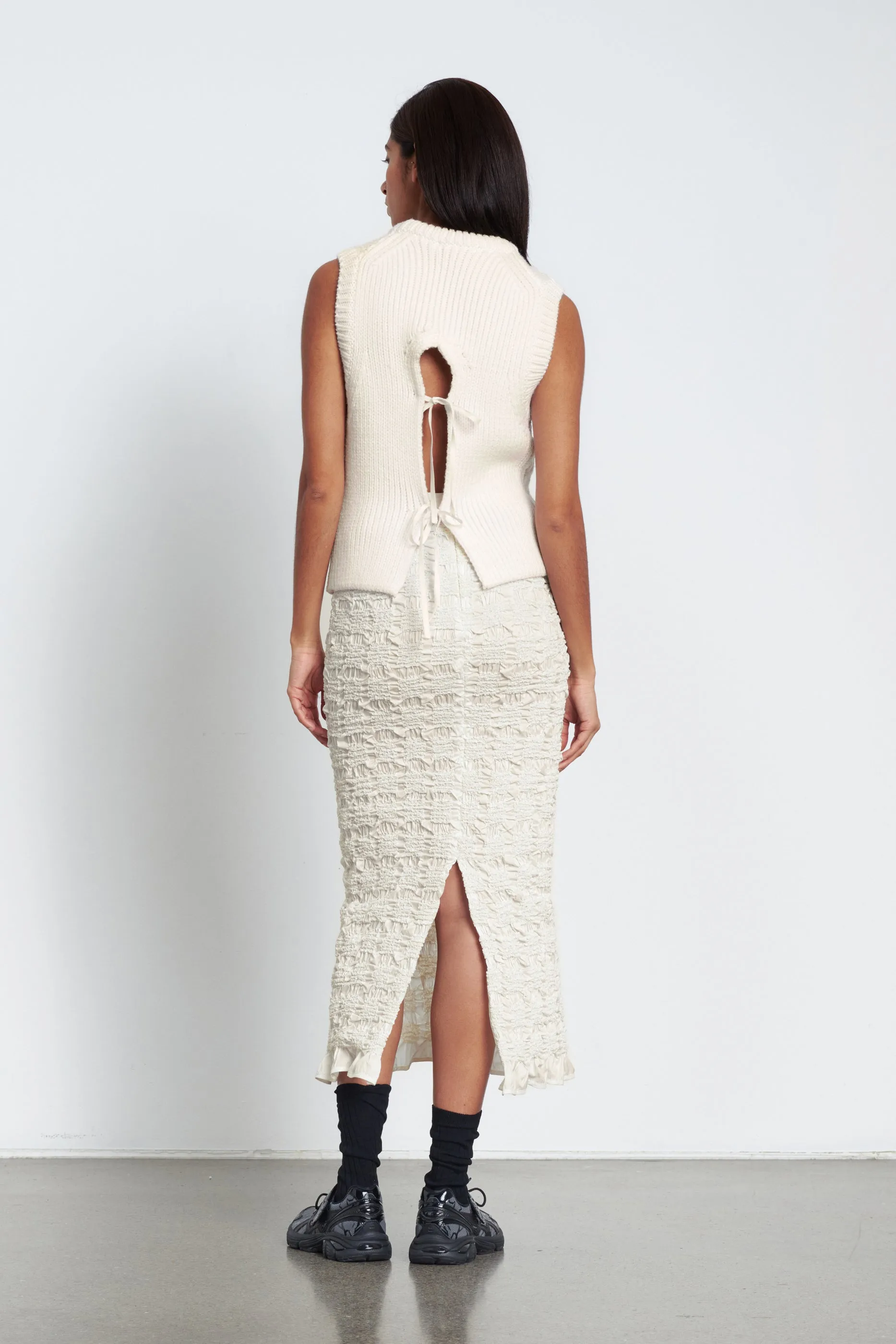 UGNE | SKIRT GRAPHENE SMOCK TAFF. IVORY