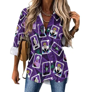 Villain Cards Long Sleeve Button Up Blouse