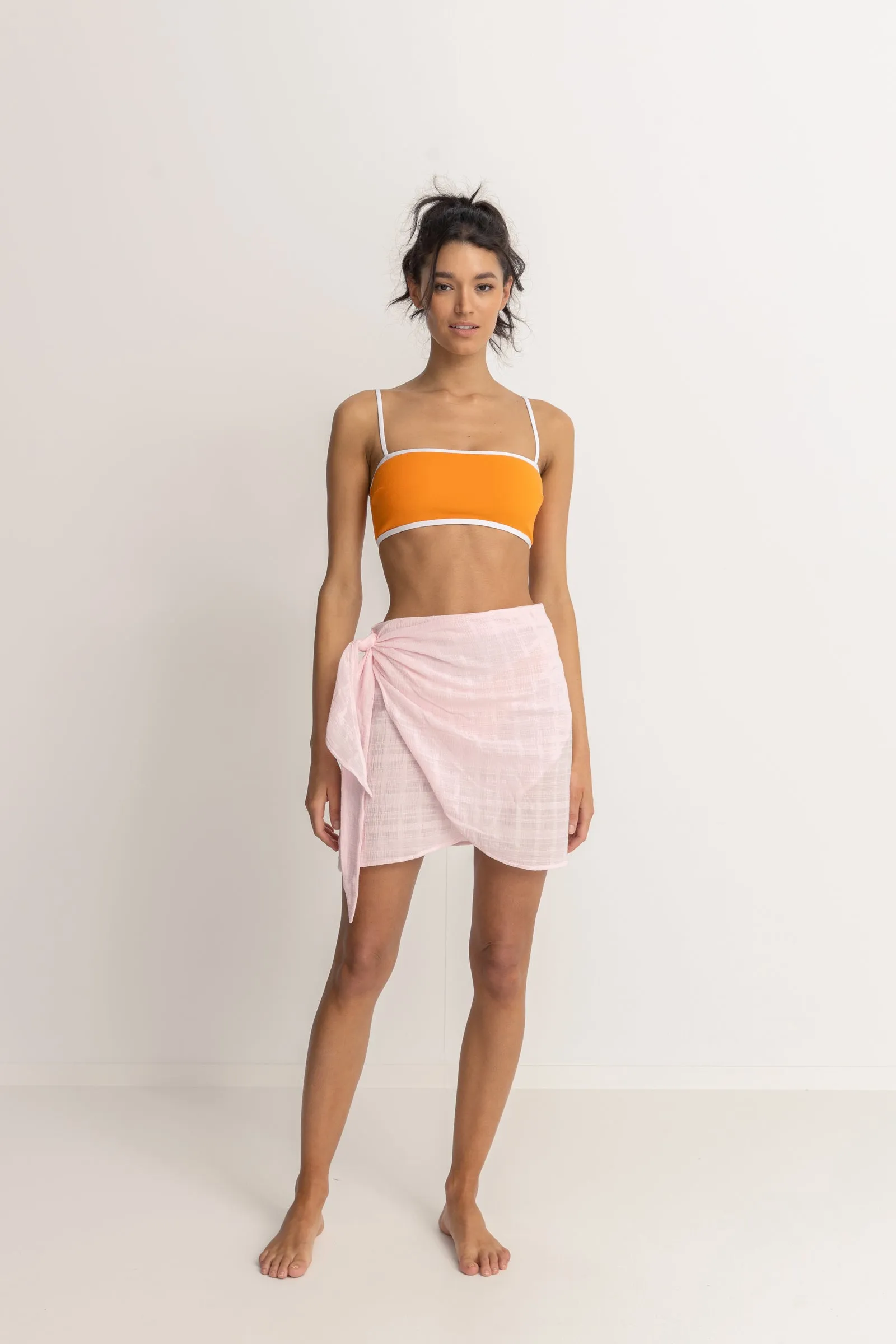 Washed Out Wrap Mini Skirt Pink