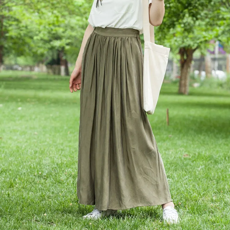 Women's Skirts Summer Linen Skirt Elastic Waist SXM09757