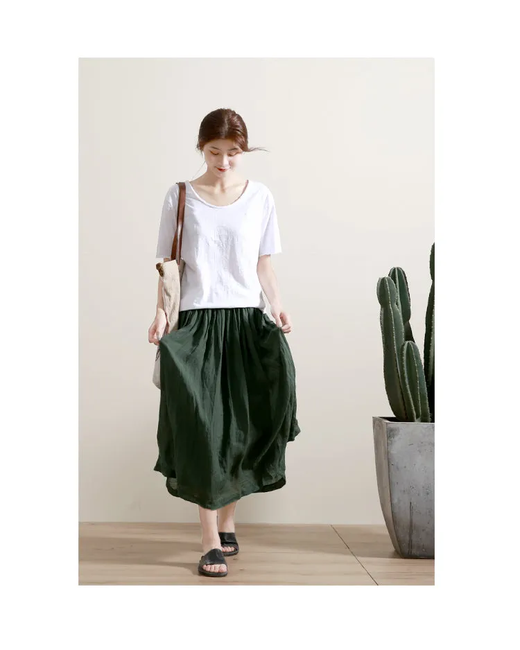 Women's Skirts Summer Linen Skirt  GU98403