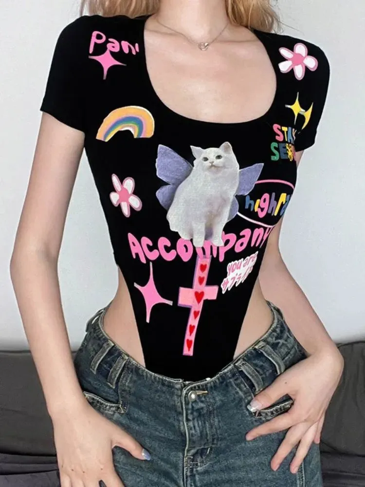 Y2k Kitten Bodysuit