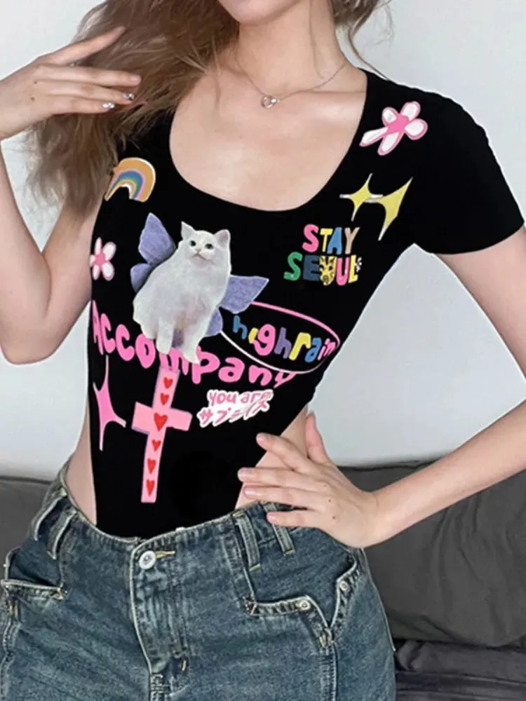 Y2k Kitten Bodysuit