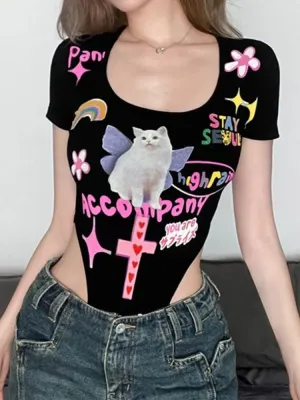 Y2k Kitten Bodysuit