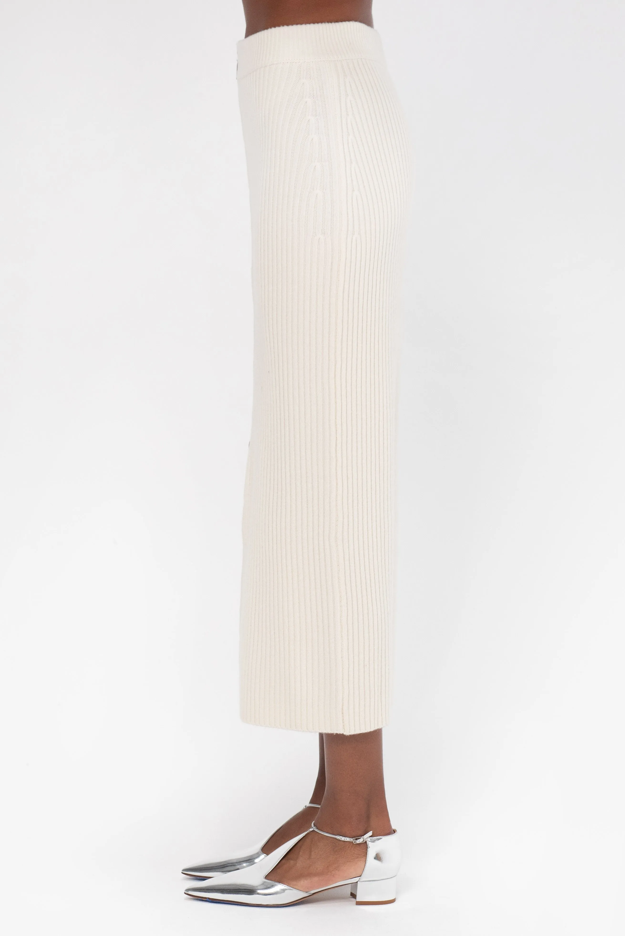 Zip-Up Maxi Skirt, Ivory